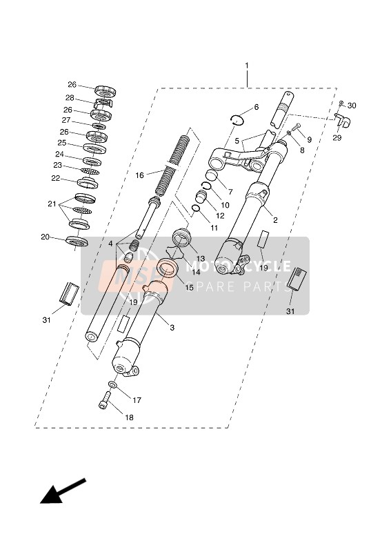 Yamaha YQ50L 2002 Front Fork for a 2002 Yamaha YQ50L